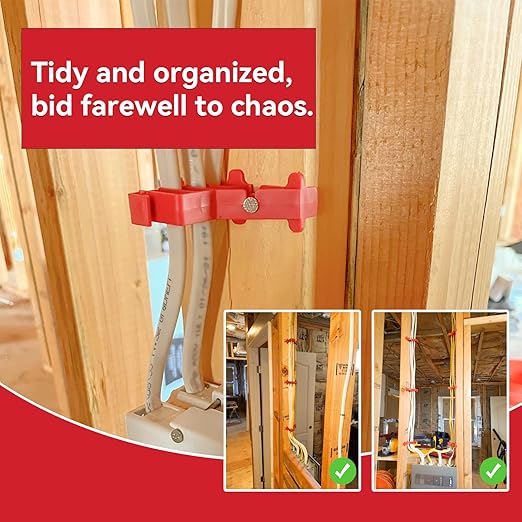 Multi Cable Staples for Romex Clips, Plastic Electrical Wire Stackers, Secures Romex, UF & (NM) Non-Metalic, Coaxial & Data/CAT 5 Cable, 25Pcs, Fast and Easy to Install