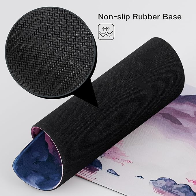 Large Mouse Pad, Japanese Desk Mat Extended Non-Slip Keyboard Mouse Pad Waterproof Office Desk Pad 23.6" x 11.8" Anime Mousepads Desktop Protector for Office and Home, Pink