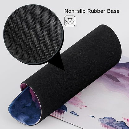 Large Mouse Pad, Japanese Desk Mat Extended Non-Slip Keyboard Mouse Pad Waterproof Office Desk Pad 23.6" x 11.8" Anime Mousepads Desktop Protector for Office and Home, Pink