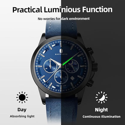 BY BENYAR Mens Watches Analog Quartz Chronograph Waterproof Wrist Watches for Men Fashion Business Work Casual Sport Designer Dress Watch with Calendar Elegant Gifts for Men