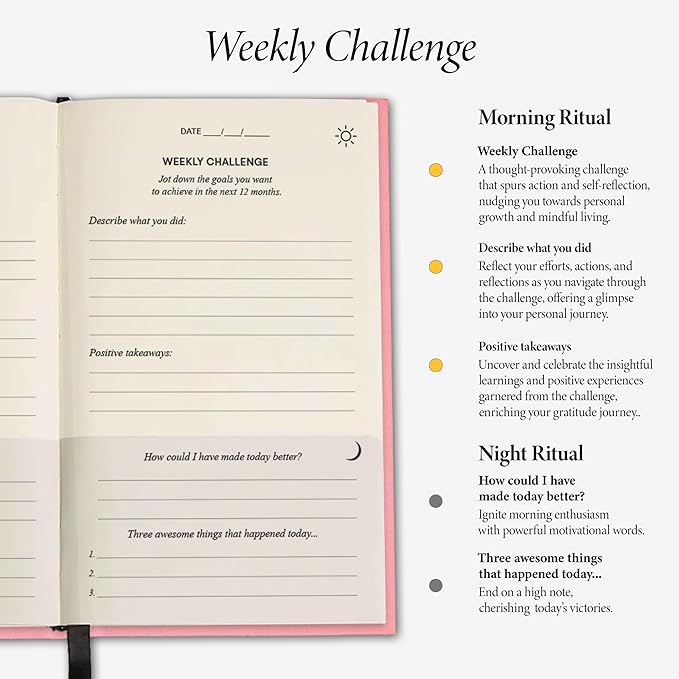The Original Gratitude Journal for Women 2026 - Daily Gratitude Practice for Girls with Inspiring Quotes & Mindful Prompts for Affirmation Reflection and Happiness - Premium Linen Pink