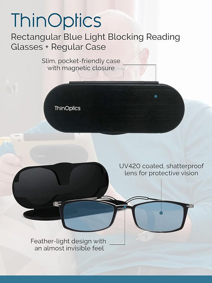 ThinOptics Frontpage Blue-Light Blocking Computer Reading Glasses and Milano Aluminum Case
