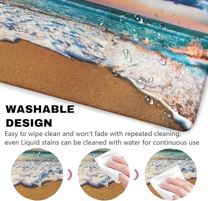 Sea and Beach Patterns Desk Mat, Large Gaming Mouse Pad Non-Slip Rubber Base with Stitched Edges, Waterproof Protection for PC Laptop Home Office Desk Decor (31.5x11.8in)