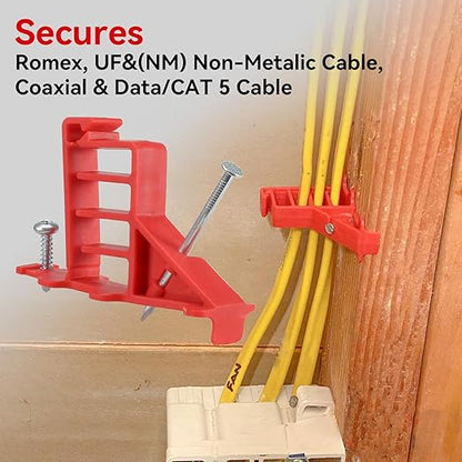Multi Cable Staples for Romex Clips, Plastic Electrical Wire Stackers, Secures Romex, UF & (NM) Non-Metalic, Coaxial & Data/CAT 5 Cable, 25Pcs, Fast and Easy to Install
