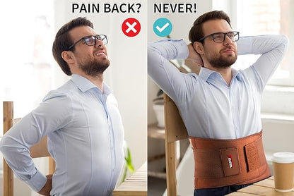 FEATOL Back Brace for Lower Back Pain, Breathable Back Support Belt for Women & Men with Lumbar Pad, Lumbar Support Belt for Heavy Lifting & Work, Scoliosis, Brown, 2XL (Circumference:38.6-51.2")