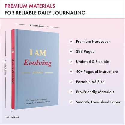 iAmEvolving Journal – Guided Gratitude & Goal Planner with Habit Tracker, Mindfulness Prompts & Daily Reflection | Undated 6-Month Self-Care & Wellness Notebook for Personal Growth (Columbia Blue)