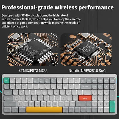 nuphy Air96 V2 Wireless Mechanical Keyboard,100 Keys RGB Backlit Keyboard,Supports Bluetooth 5.1,2.4G and Wired Connection,for PC/Laptop/Windows/Mac -White Gateron Brown Switch