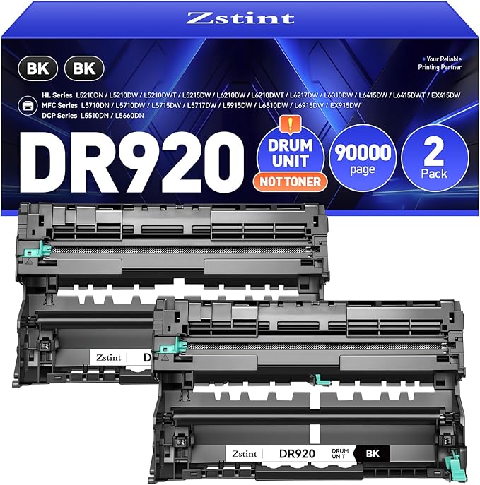 DR920 Drum Unit (Not Toner) Compatible for Brother DR-920 Imaging Drum TN920 TN920XXL TN920XL HL-L6210DW HL-L6210DWT HL-L5210DN HL-L5210DW HL-L5210DWT HL-L6310DW MFC-L5710DW DCP-L5510DN Printer 2-Pack
