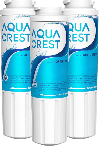 AQUA CREST UKF8001 Replacement for EveryDrop Filter 4, Whirlpool EDR4RXD1, 4396395, Maytag UKF8001P, UKF8001AXX-750, Puriclean II, 46-9006, Refrigerator Water Filter (Pack of 3)