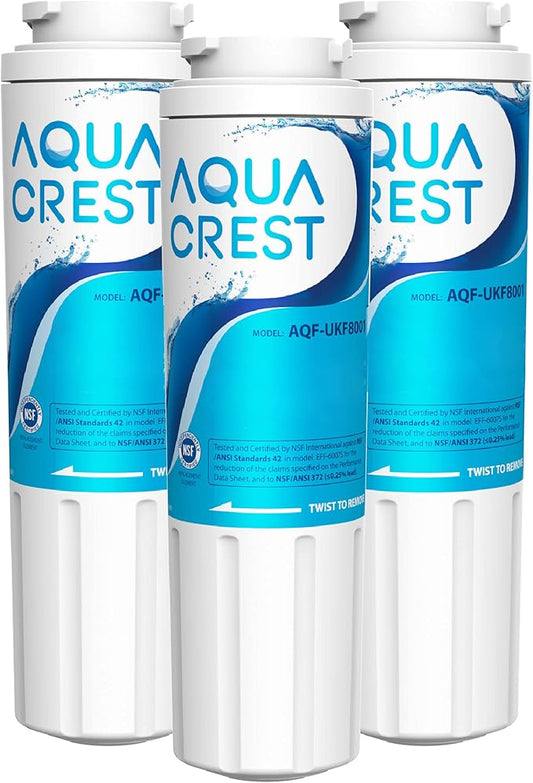 AQUA CREST UKF8001 Replacement for EveryDrop Filter 4, Whirlpool EDR4RXD1, 4396395, Maytag UKF8001P, UKF8001AXX-750, Puriclean II, 46-9006, Refrigerator Water Filter (Pack of 3)