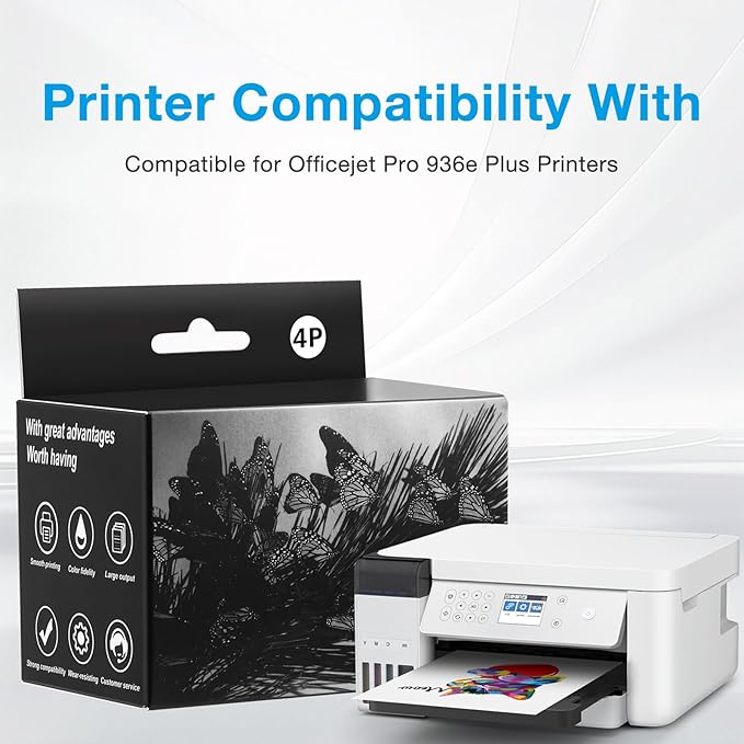 936XL 936e Ink Cartridges Combo Pack Replacement for HP 936e Ink 936XL Black and 936 Color Combo Pack for HP OfficeJet Pro 9120e 9125e 9122e 9128e 9130e 9135e 9110b 9130b 9730e (4 Pack with Chip)