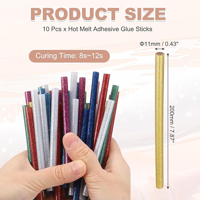 PATIKIL Hot Glue Sticks for Glue Gun, 10 Pcs Colored Hot Melt Adhesive Bulk Sticks for DIY Craft Projects Art Decoration Home Repairs, Golden Yellow (7.9" x 0.43")