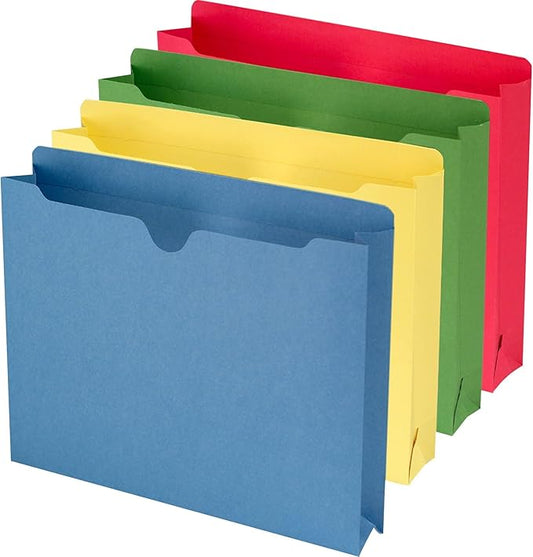 Smead File Jacket, Reinforced Straight-Cut Tab, 2" Expansion, Letter Size, Assorted Colors, 50 per Box (75673)