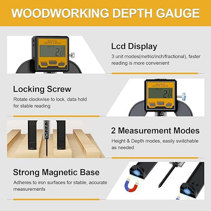 200 mm/8inch Digital Display Angle Ruler, Digital Angle Finder with Electronic Laser(Laser Output Power: 1 mW, Laser Class: I) and Digital Depth Gauge, for Woodworking, Home Renovation