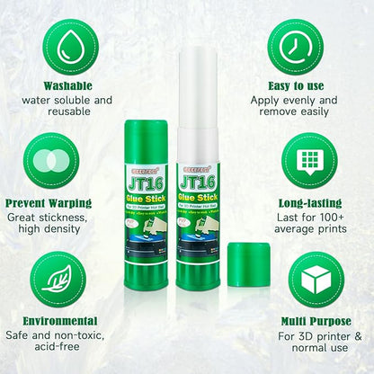 3D Printer Glue Sticks, 36 Grams Each PVP Solid Glue Sticks for Hot Bed Plate, Washable, Non-Toxic, Reduce Warping for PLA, ABS, PETG, HIPS, TPU Filament on PEI, Glass, Aluminum, Buildtak Board, 6Pcs