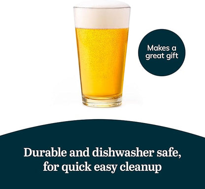 Libbey 1639HT Restaurant Basics DuraTuff 16 oz Pint Glasses Set of 12, All Purpose Heavy Duty Glasses, Glass Drinkware for Beer, Water, Soda and More