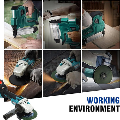 Cordless 18GA Nail Gun and 7/8" Angle Grinder, 2 in 1 Brad Nailer Cordless with 2 * 4.0A Batteries, for Woodworking, Flooring, Roofing and Upholstery JOVANT