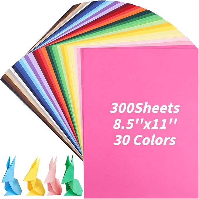 300 Sheets Construction Paper Bulk Set 8.5x 11, 30 Colors Cardstock Colored Art Cardstock Heavy Duty Craft Paper for Kids Scrapbook School Office Printing DIY Craft, 120gsm 32lb