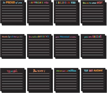 Yinder 24 Pcs Inspirational Sticky Notes Christmas Stocking Stuffers Motivational Sticky Notes Pad Employee Appreciation Gift Bulk for Teacher Nurse Coworker Office 3 x 3'' (Appreciation,Black)