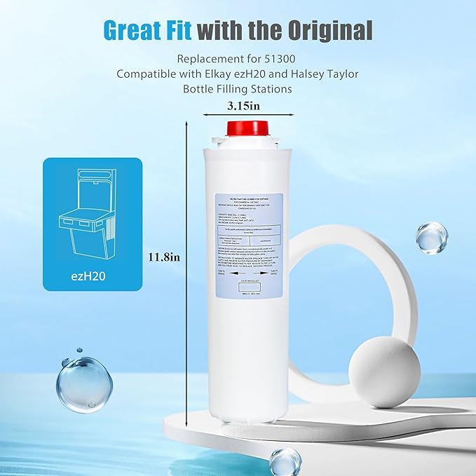 51300/C, Replacement for Elkay 51300/C, Replacement 55898C Filters, Replacement Bottle Stations Compatible with Ezh2o Filter ERF750, 55898C, EWF3000(No Chip 12-Pack)