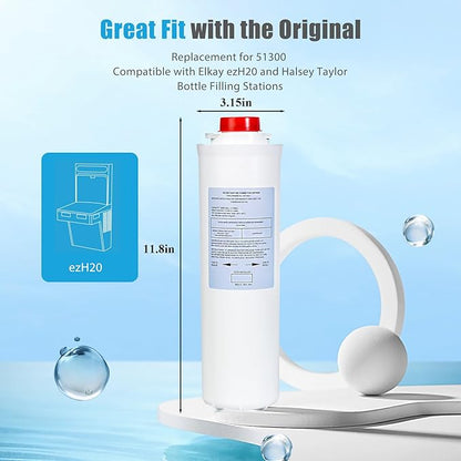51300/C, Replacement for Elkay 51300/C, Replacement 55898C Filters, Replacement Bottle Stations Compatible with Ezh2o Filter ERF750, 55898C, EWF3000(No Chip 12-Pack)