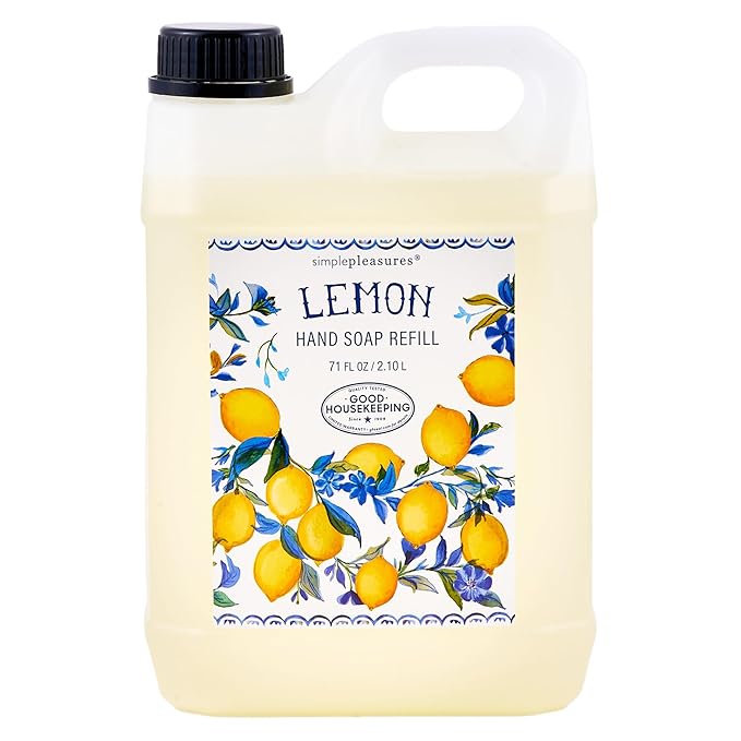SIMPLE PLEASURES Lemon & Blue Bells Hand Soap Refill Jug – 71 oz Liquid Hand Wash Refill, Fresh Citrus & Floral Scent, Gentle and Moisturizing Formula