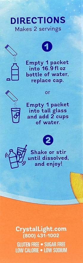 Crystal Light On The Go Peach Mango With Caffeine Drink Mix, 10-Packet Box (Pack of 7)