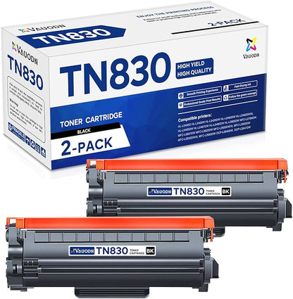 TN-830 Toner Cartridge 2-Pack Replacement for Brother TN830 Black Toner Cartridge HL-L2400D HL-L2405W HL-L2460DW HL-L2480DW DCP-L2640DW MFC-L2820DW L2820DWXL Printer