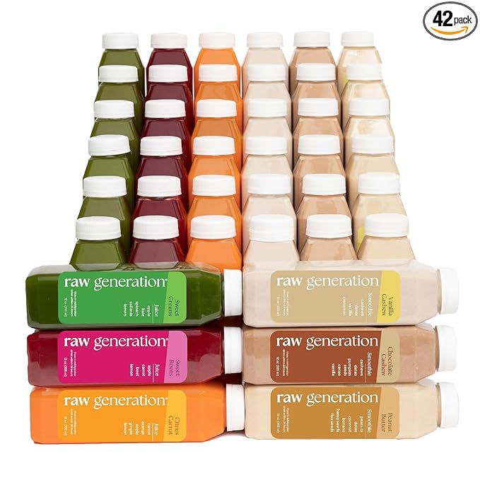 Raw Generation Protein Cleanse – 7-Day Juice & Smoothie Cleanse for Weight Loss, Lean Muscle, Reduced Bloating & Increased Energy – 42 Bottles to Support Workouts and Reset Your Diet