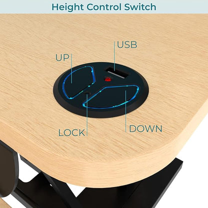 VERSADESK 48 Inch Extra Wide Electric Standing Desk Converter, PowerPro™ Height Adjustable Sit to Stand Desk Riser with Keyboard Tray, Built-in USB Charging Port, Hold 80 lbs, Maple