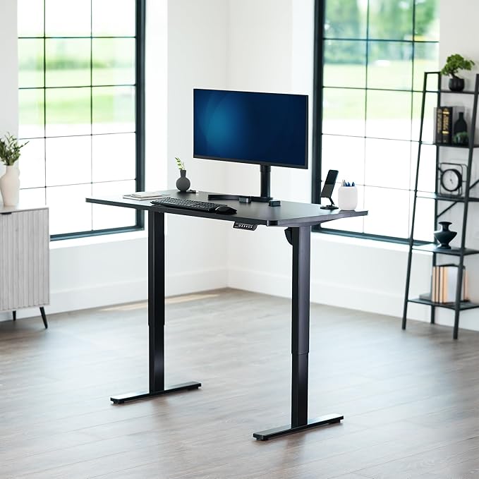 VIVO Electric 55 x 28 in Standing Desk, Memory Height Adjustment, 1B Series, One-Piece Black Top, Black Frame, DESK-KIT-1B55B