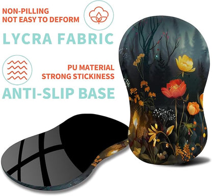 Ergonomic Mouse Pad Wrist Support with Memory Foam Massage Bulge, Carpal Tunnel Pain Relief Mousepad Wrist Rest for Mouse(12x8 inch, Midnight Forest)