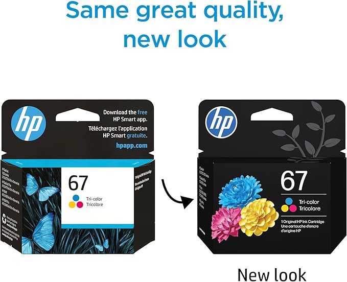 HP 67 Tri-Color Ink Cartridge | Works with DeskJet 1255, 2700, 4100 Series, Envy 6000, 6400 Series | Eligible for Instant Ink | 3YM55AN | Packaging May Vary