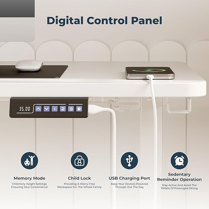 Adjustable Standing Desk, Large 79x31 Inches Standing Desk with Cable Management, Height Adjustable Home Office Computer Desk with Memory Preset&Charging USB Port&Sedentary Reminder