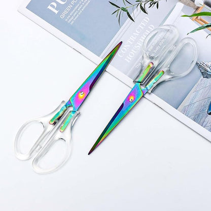 AxeWoodz Rainbow Scissors 6.5 Inch Office Scissors Craft Scissor Stainless Steel Blade with Clear Acrylic Handle All Purpose Shears