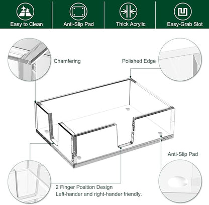Acrylic Sticky Note Holder, Self-Stick Note Pad Holder W/O Pads - Note Dispenser Memo Pad Holder Desk Organizer for School Office Home (4''x6'' Clear)