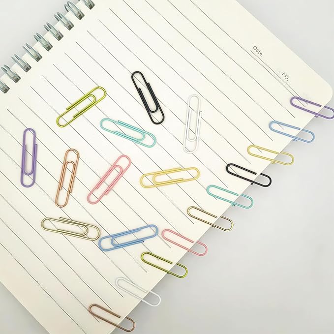 Medium Paper Clips 33 mm/1.3 Inch Size 300 Pcs PaperClips Assorted Colored for Home, School and Office Use