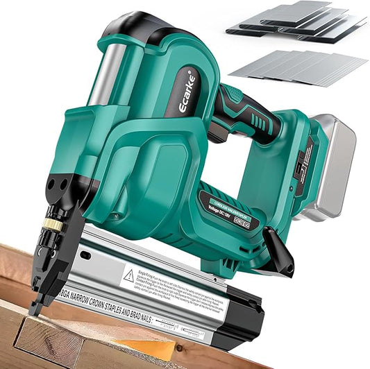 Ecarke 2" Brad Nailer Cordless Stapler Compatible with Makita 18V (No Battery), 2 in 1 Electric Nail Gun/Staple Gun with 18GA Nails/Staples, Battery Power Nail Gun for Trim Wood Crafting Carpentry DIY