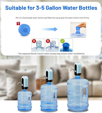Myvision Water Dispenser for 5 Gallon Bottle, Portable USB Charging Electric Water Pump, Drinking Water Jug Pump for Home, Kitchen, Living Room, Office, Camping, Universal for 3-5 Gallon (Blue)