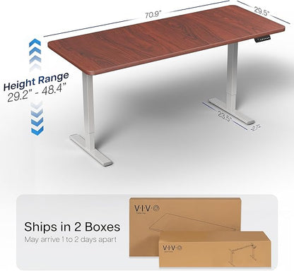VIVO Electric 71 x 30 in Standing Desk, Memory Height Adjustment, 1B Series, Dark Walnut Top Gray Frame, DESK-KIT-1G7D