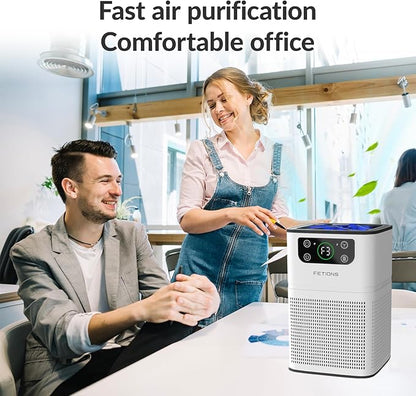 Air Purifiers for Bedroom Home, FETIONS Air Cleaner with Fragrance Sponge Sleep Mode 3-in-1 Filtration System, Compact with H13 HEPA Filter for Pet Dander Pollen Smoke Dust Odor, White,1 Pack