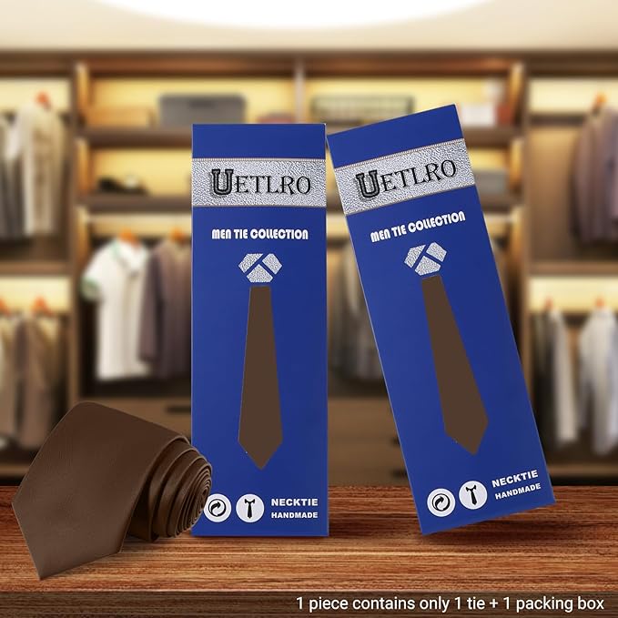 Black Ties For Men Solid Pure Color Formal Neckties 3.15" (8CM) Men's Tie for Business and Wedding with Gift Box