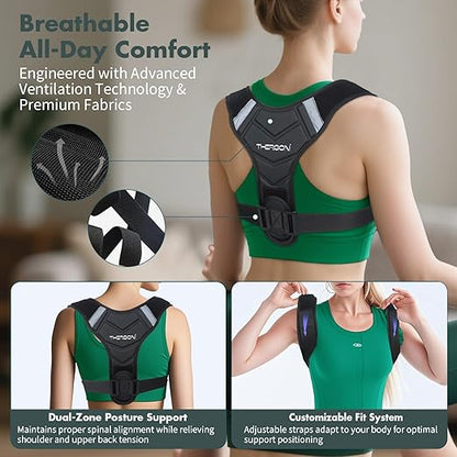 Posture Corrector for Women and Men, Adjustable Back Brace for Spine Alignment & Shoulder Support, Comfortable & Breathable Clavicle Straightener, Supports Better Posture & Reduces Upper Back Discomfort (Large,Chest Size 29"-43")