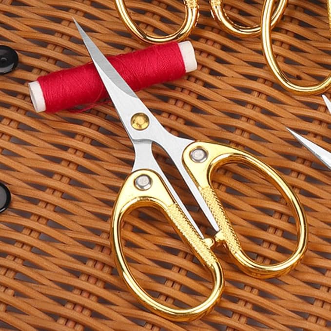 4.5" All Stainless Steel Embroidery Scissors for Sewing, Small Sharp Scissors Craft Shear for DIY Art Work Handicrafts Needlework Tool and Daily Use Gold
