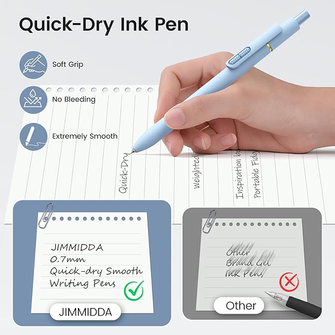 8Pcs Black Gel Pens - 0.7mm Medium Point Black Ink Pens | Smooth Writing - Quick Drying Retractable Pen for Men Women (Morandi - 8Pcs)