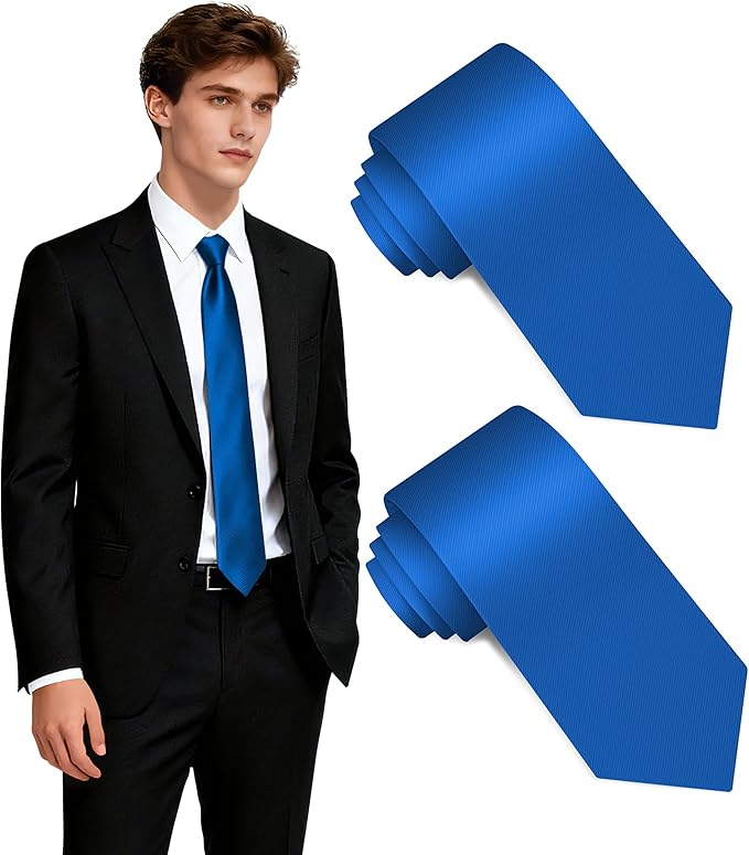 Fineknot Black Ties for Men, Formal Neckties for Men, Solid Color Mens Ties for Business, Wedding, Party, Mens Neck Tie