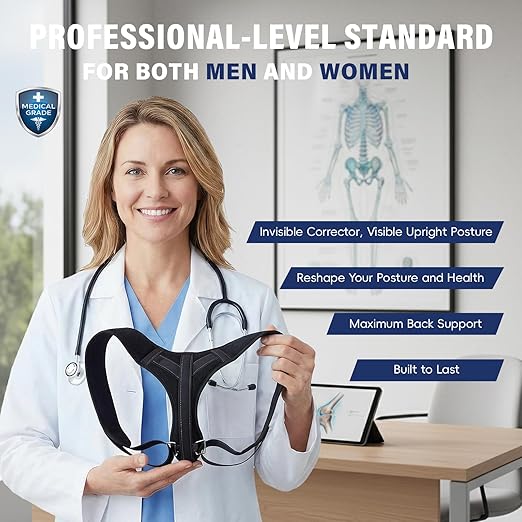 Posture Corrector for Men and Women, UltraSupport+ Comfortable Upper and Back Brace, Pain Relief from Bad Posture for Slumping Shoulders, Hunching, Shoulder Pain Neck. Adjustable Back Straightener.