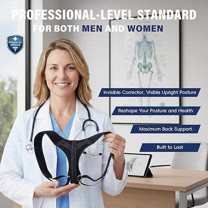 Posture Corrector for Men and Women, UltraSupport+ Comfortable Upper and Back Brace, Pain Relief from Bad Posture for Slumping Shoulders, Hunching, Shoulder Pain Neck. Adjustable Back Straightener.