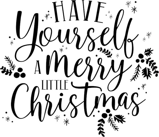 Christmas Holiday Word Phrases Sentiment Wooden Stamp, Rubber Wood Stamp for DIY Card Making, Crafting, Scrapbooking or Journaling, Calligraphy Word Art Merry Christmas (Design #7)
