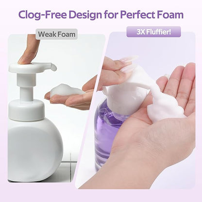 Foam Soap Refill with Dispenser Hand Wash Set, 12 Foaming Hand Soap Refills Tablets +1 Glass Foaming Dispenser +2 Microfiber Cloths, Make 96 fl oz - No Plastic, Cleansing & Moisturizing, Lavender